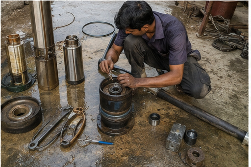 Pump repair in progress