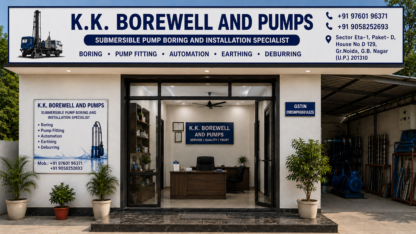 K.K. Borewell and Pumps office / workshop